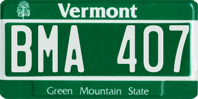 VT license plate BMA407