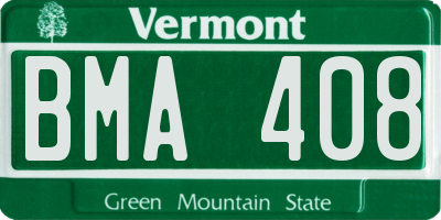 VT license plate BMA408
