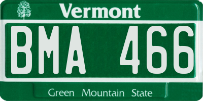 VT license plate BMA466