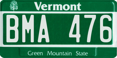 VT license plate BMA476