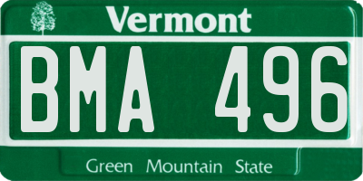 VT license plate BMA496