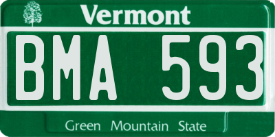 VT license plate BMA593
