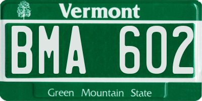 VT license plate BMA602