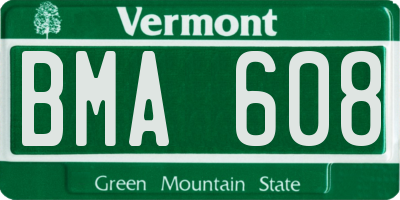VT license plate BMA608
