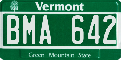 VT license plate BMA642