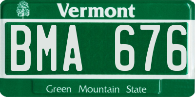 VT license plate BMA676