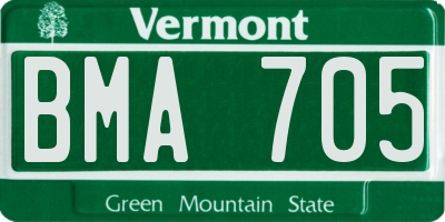 VT license plate BMA705