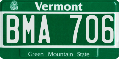VT license plate BMA706