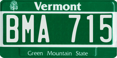 VT license plate BMA715