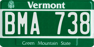 VT license plate BMA738
