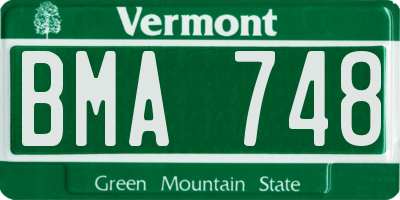 VT license plate BMA748