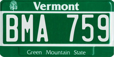 VT license plate BMA759