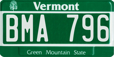 VT license plate BMA796