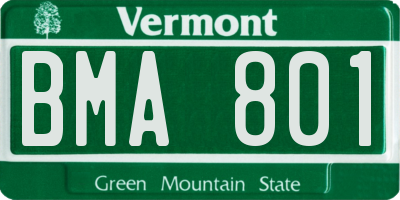 VT license plate BMA801