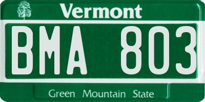 VT license plate BMA803