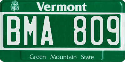 VT license plate BMA809