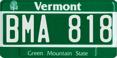 VT license plate BMA818