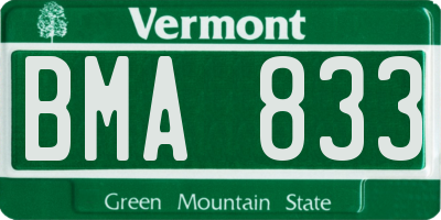 VT license plate BMA833