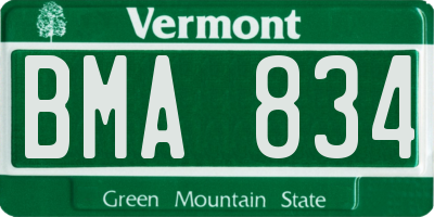 VT license plate BMA834