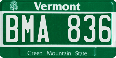 VT license plate BMA836