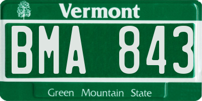 VT license plate BMA843