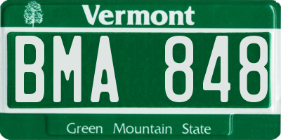 VT license plate BMA848