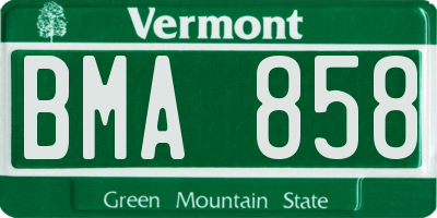 VT license plate BMA858
