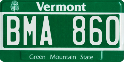 VT license plate BMA860