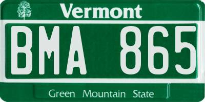 VT license plate BMA865