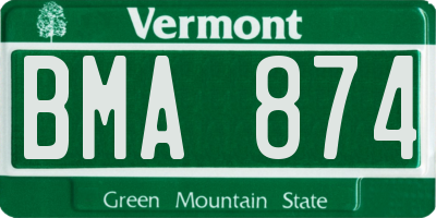 VT license plate BMA874