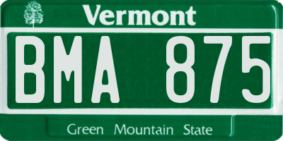 VT license plate BMA875