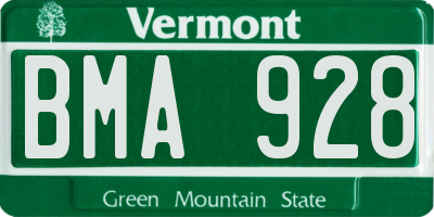 VT license plate BMA928