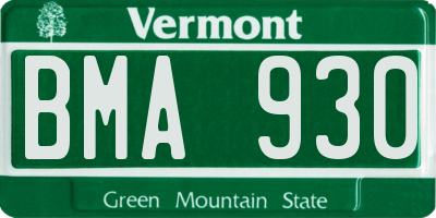 VT license plate BMA930
