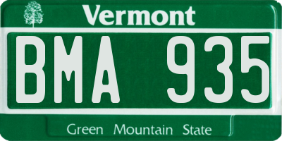 VT license plate BMA935
