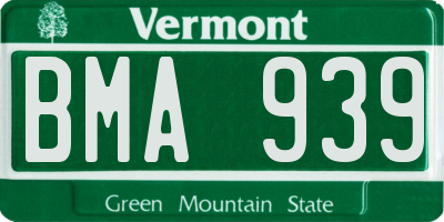 VT license plate BMA939