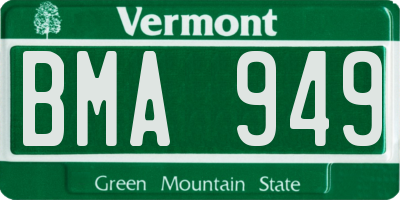 VT license plate BMA949