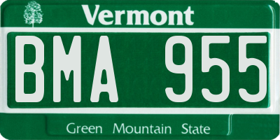 VT license plate BMA955