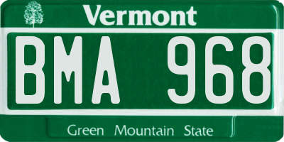 VT license plate BMA968