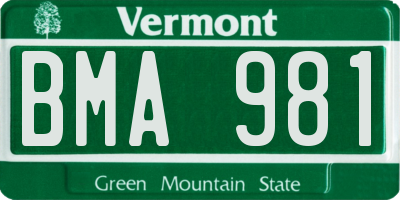 VT license plate BMA981