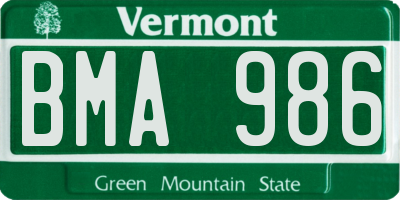 VT license plate BMA986