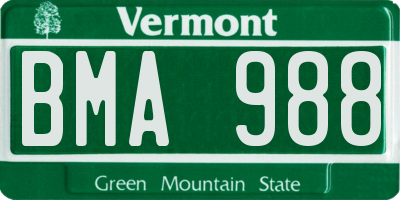 VT license plate BMA988