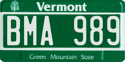 VT license plate BMA989