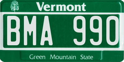 VT license plate BMA990