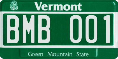 VT license plate BMB001