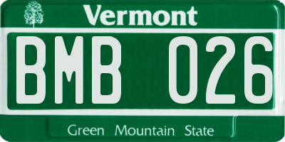 VT license plate BMB026