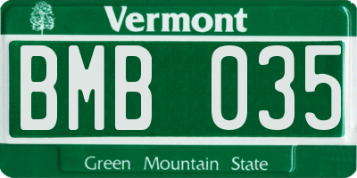 VT license plate BMB035