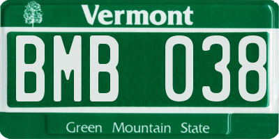 VT license plate BMB038