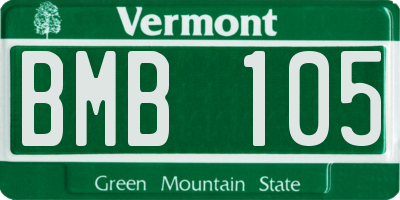 VT license plate BMB105