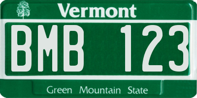 VT license plate BMB123