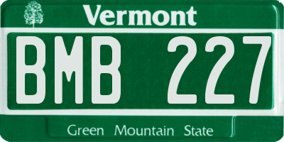VT license plate BMB227